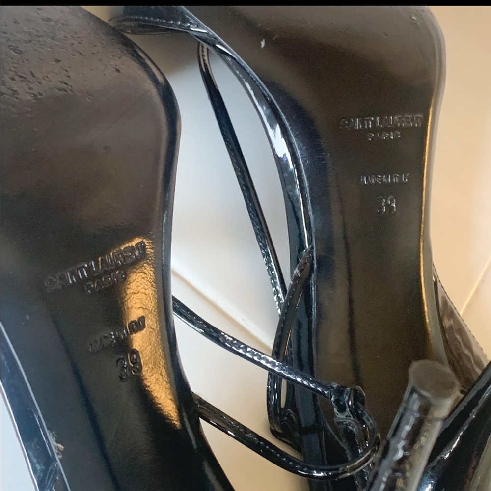 Saint Laurent, Anouk Patent Leather Slingback Sandals - Picture 13 of 15